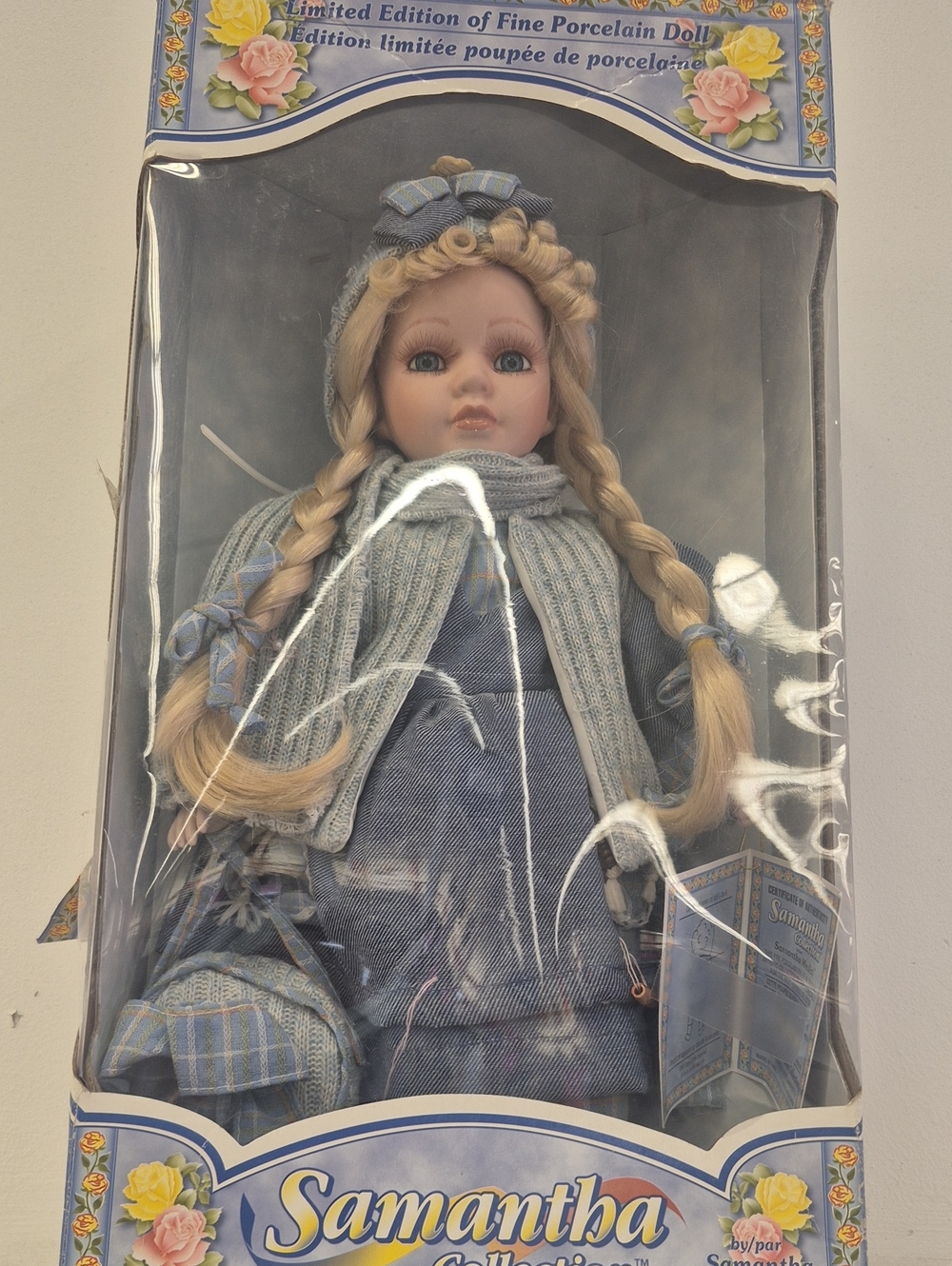 Porcelain Doll in Blue Outfit